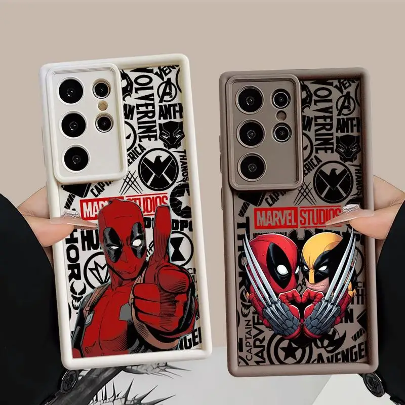 Marvel Deadpool เคสโทรศัพท์ขอบ3D วูลเวอรีนสำหรับ Samsung Galaxy, S22 S23 S24 S20พิเศษ FE Note 20 A50 A04 A04S บันไดฟันด้า