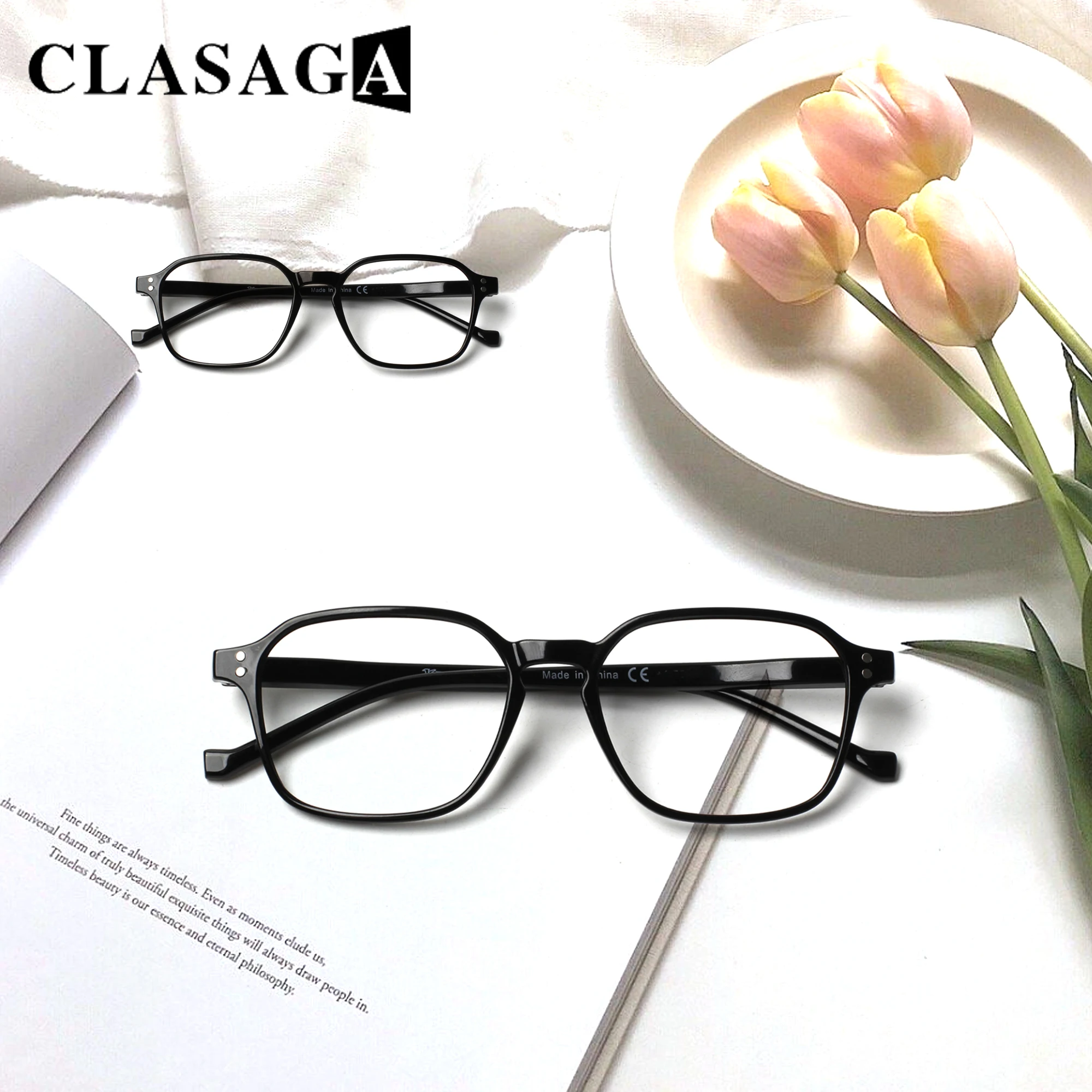 

CLASAGA Fashion Stitching color Reading Glasses With Spring Hinges Comfortable Lightweight HD Prescription Eyeglasses +1.0~+6.0