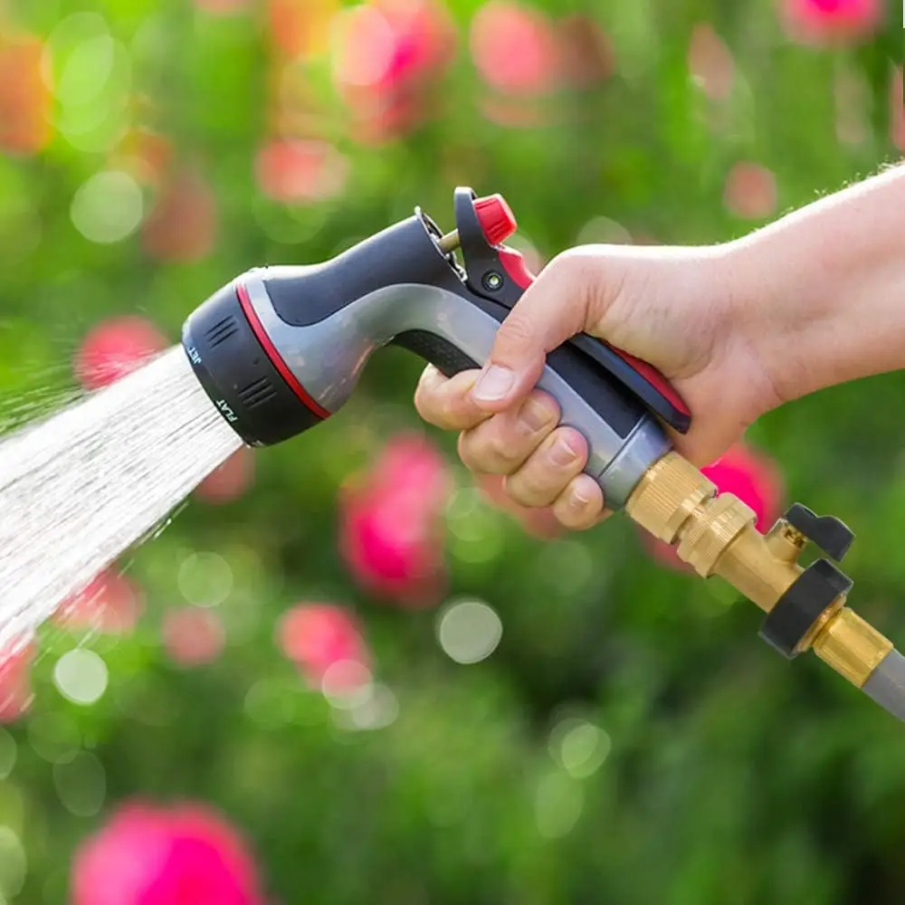 Adjustable High-Pressure Hose Nozzle Heavy-Duty Water Spray Gun Shut-Off Handle Ideal for Garden Watering Lawn Care Cleaning