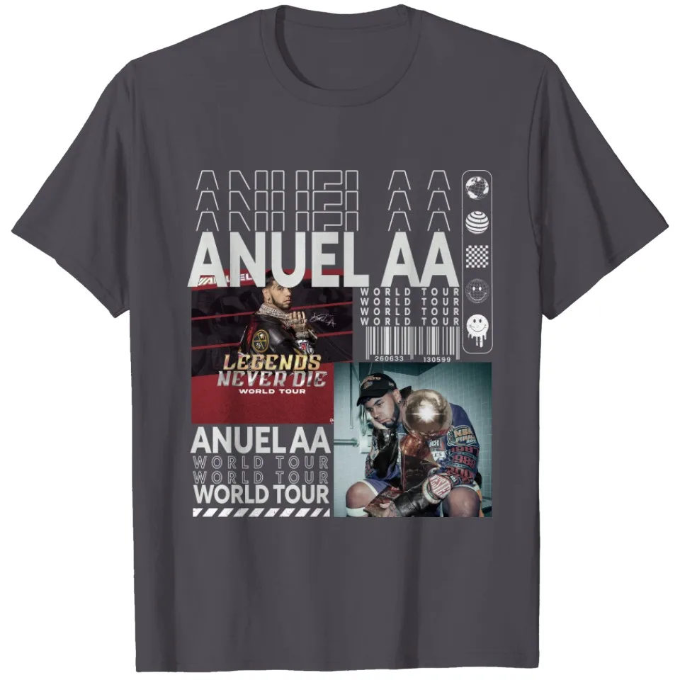 Anuel AA Campeon Rapper Graphic Cotton T-shirt Unisex Men Women Hip Hop Fashion Big Size Top Casual Short Sleeve Streetwear Tee