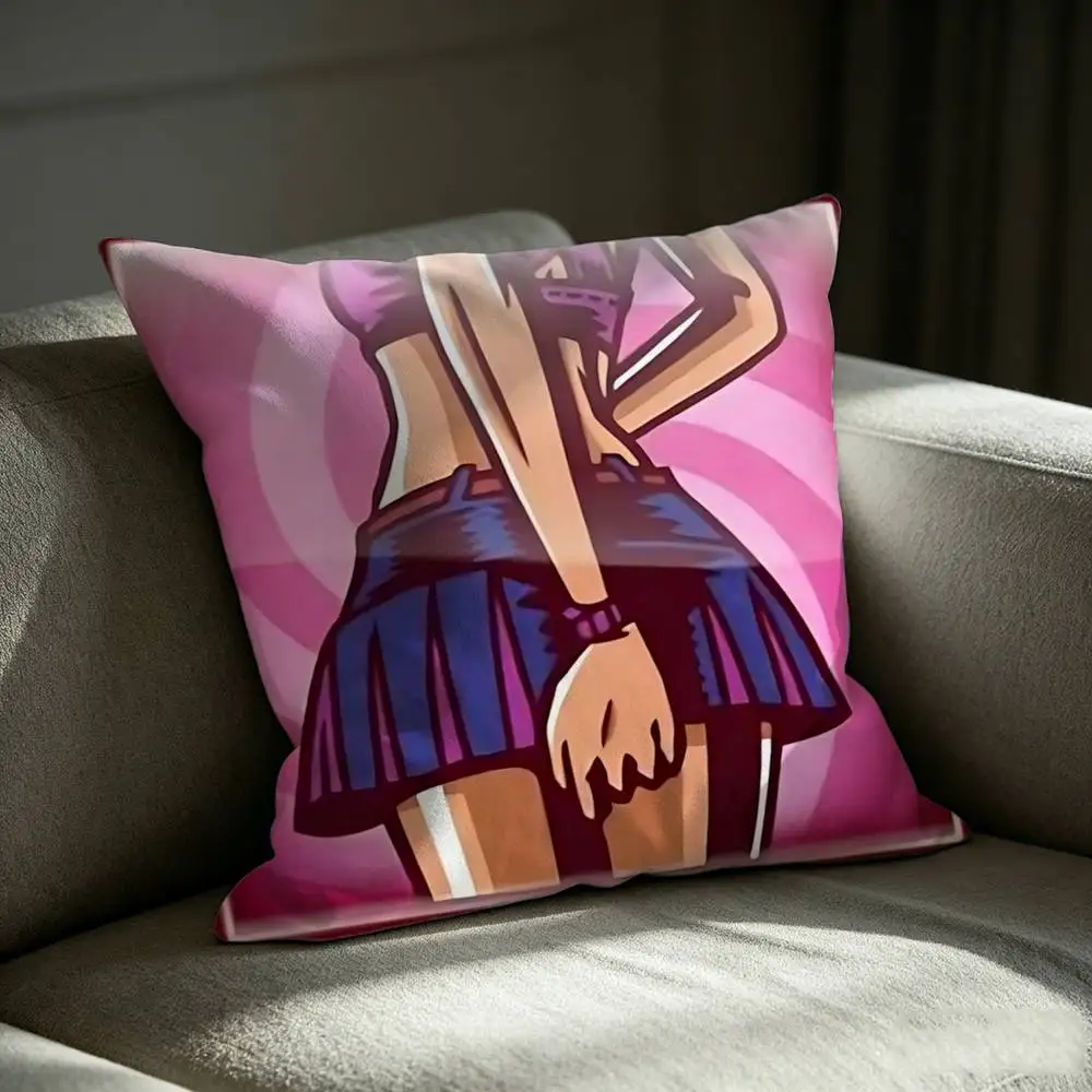 L-Lollipop Girl Chainsaw Game Achievement Square Sofa Pillow Cover Solid Color Living Room Home Decor Cushion Case