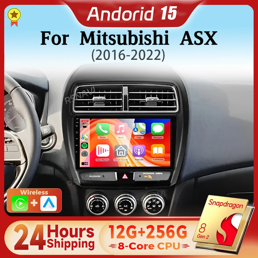 Android 15 Qualcomm Carplay Auto 2K pantalla Radio de coche reproductor Multimedia para Mitsubishi ASX 1 2016 - 2022 Autoradio 2din Qualcomm