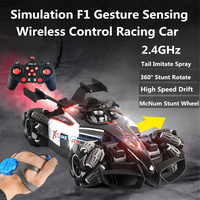 F1 Formular Stunt Wheel RC Car 2.4G 4WD 360° Rotate Tail Spray High Speed Drift Lateral Drive Gesture Sense Radio Control Car