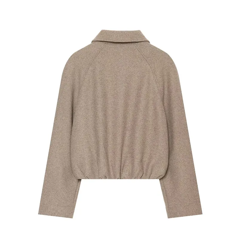 NLZGMSJ 2026 Autumn Vintage Casual Chic Soft Bomber Jacket Solid Zipper Lapel Long Sleeve Coats Fashion Coats