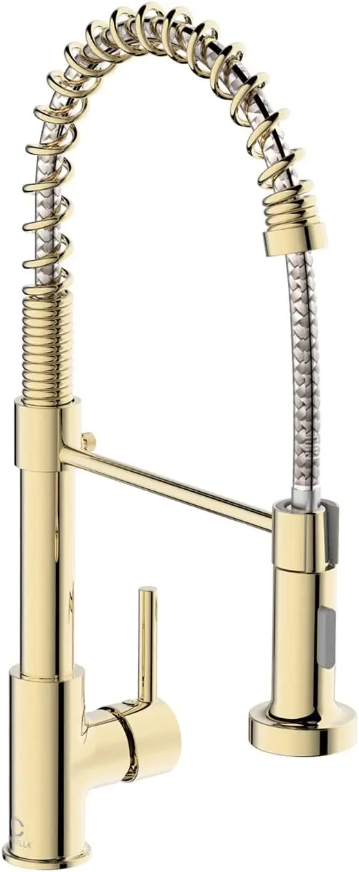 

Gold Kitchen Faucet with Pull Down Sprayer, Dual Function Spring Sink Faucet, Stainless Steel Commercial Design