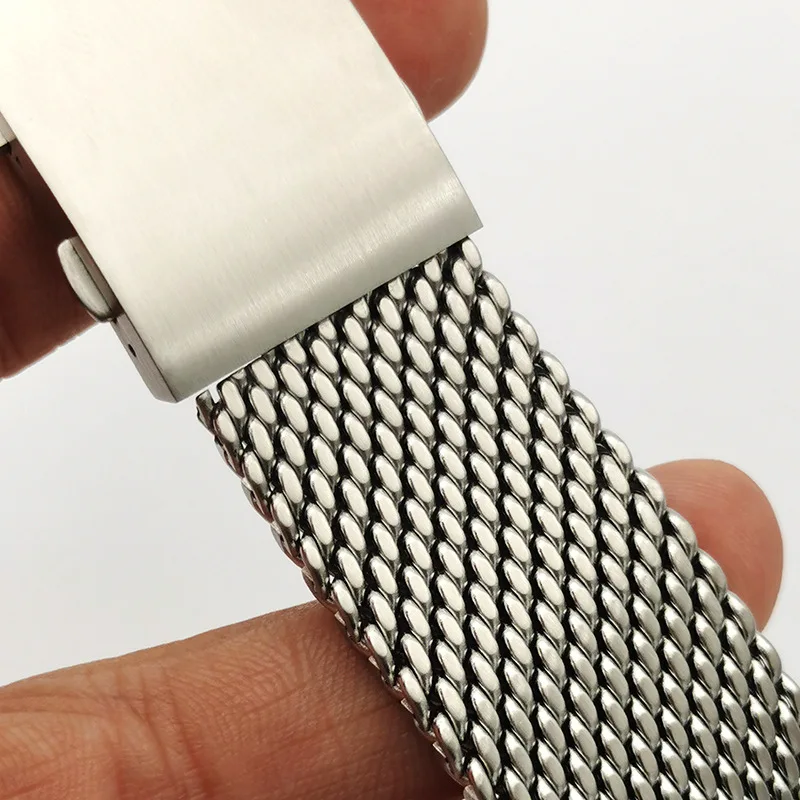 22mm Milanese Stainless Steel Mesh Watchband for IWC Omega Seiko Samsung Watch High-end Metal Watch Bracelet Folding Clasp