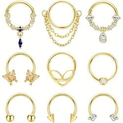 Drperfect 16G Septum Ring Stainless Steel Septum Piercing Jewelry for Women Nose Rings Horseshoe Cartilage Piercing Jewerly