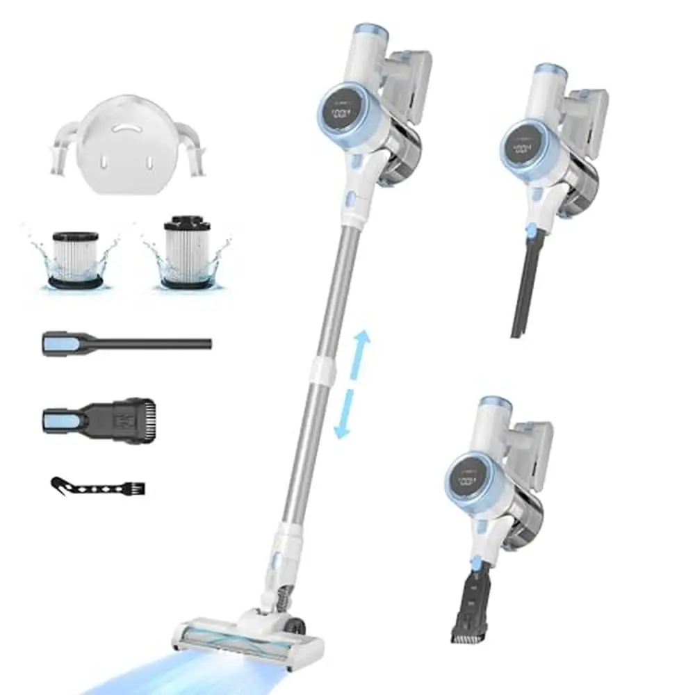 Powerful 28Kpa Cordless Vacuum Cleaner with LED Touch Screen & Advanced Filtration System