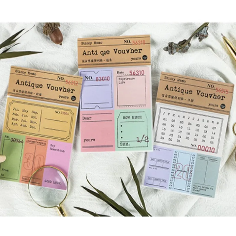 Vintage Calendar Memopad Stickers Sketchbook Diary Journal Decorative Sticky Memo Notes Sticker Stationery DIY Craft Supplies