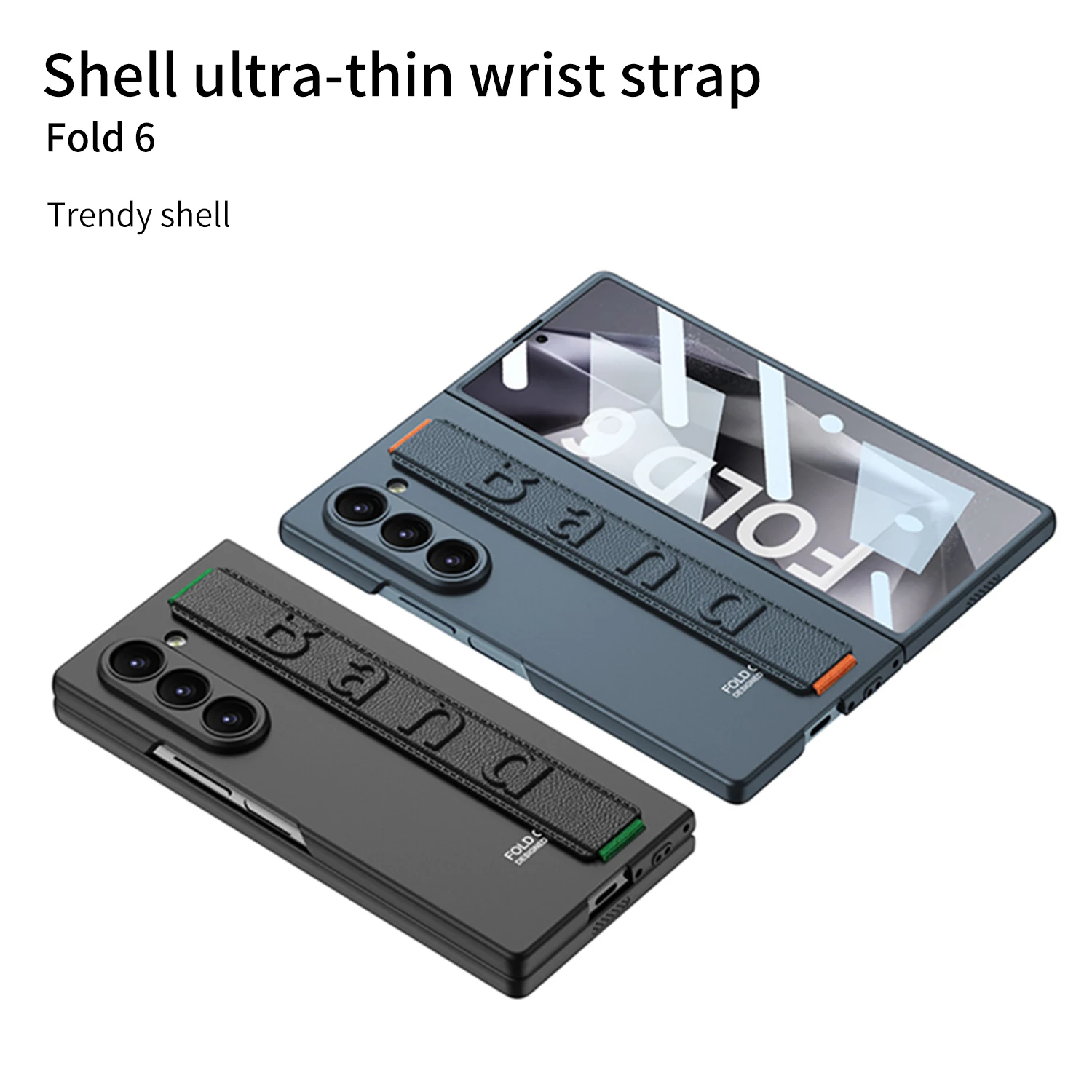For Samsung Galaxy Z Fold 6 Case Ultra Thin Skin Friendly Matte Wrist Strap with Tempered Film Shockproof Hard Cover Accessories