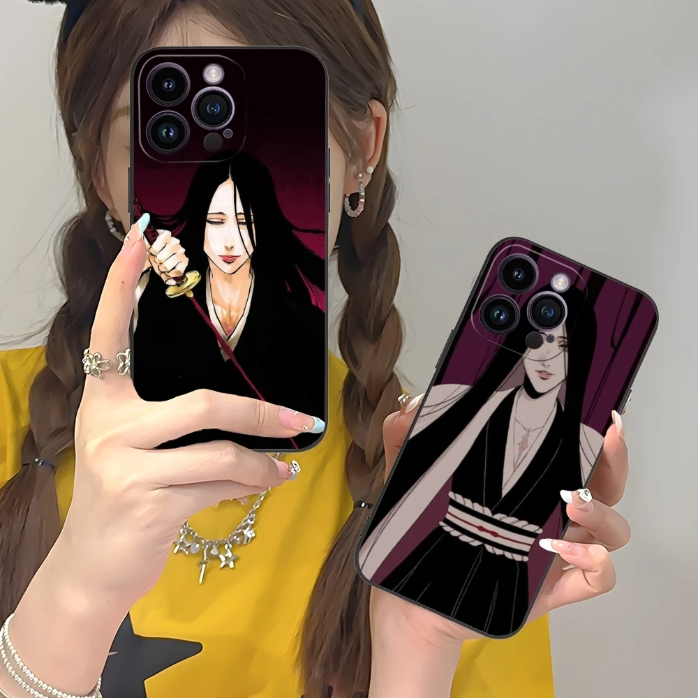 Bleach Unohana Cool Mobile Cell Phone Case for iPhone 15 14 13 12 11 X XR XS 8 7 Pro Max Plus Mini Black Soft Phone Cover Shell