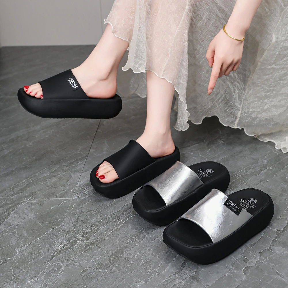 

Women Letter Platform Slide Sandals Open Toe Slip On Thick Sole Height Increasing Casual Daily Home Beach Footwear for Ladies