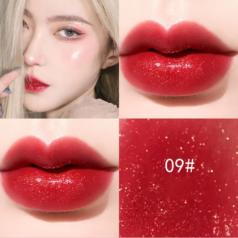 Lip Gloss Transparent Glossy Jelly Lipstick Shimmer Non-sticky Long Lasting Glass Lips Glaze Moisturizing Lip Mud Makeup Use