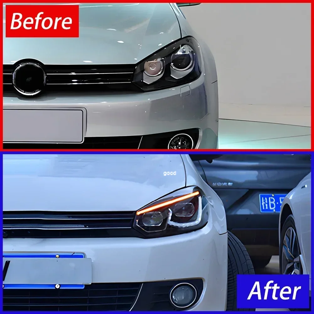 ل 2009-2012 VW Golf 6 MK7 R20 ترقية جولف 8 نمط LED سيارة إضاءة أمامية الجمعية العارض عدسة السيارات المصابيح الأمامية اكسسوارات #2