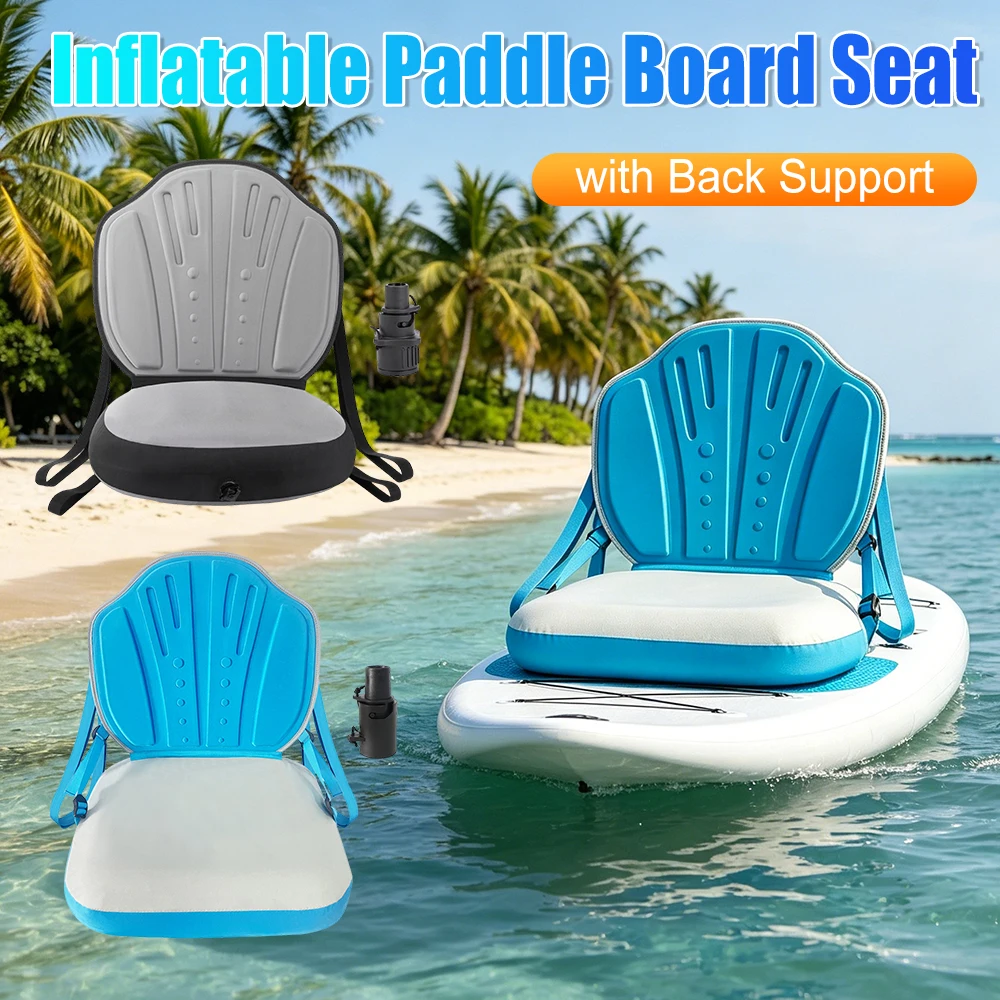 

Deluxe Kayak Chair Seat Cushion with Back Support & Air Pump Adapter Inflatable Paddle Board Seats for Kayaking&Rafting