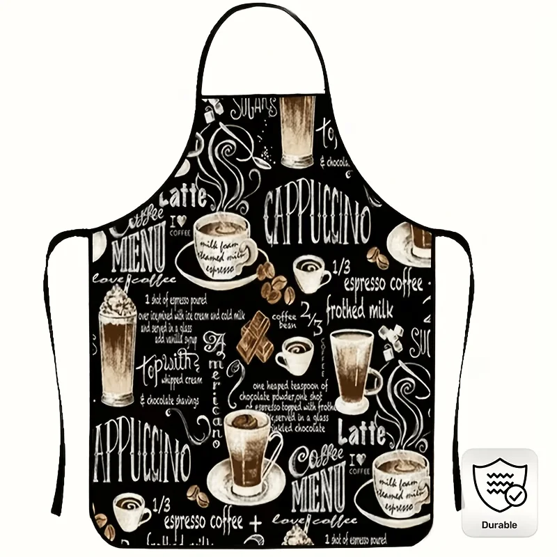 Apron kitchen Kitchen baking apron coffee print polyester unisex adjustable durable lightweight home restaurant kitchen clothing