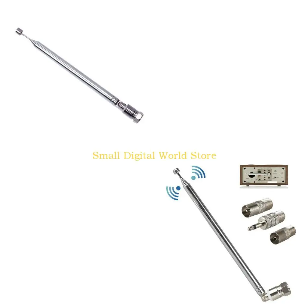 

77UB F Type Radio Antenna FM Telescopic Antenna Female Plug Connector for w/ 3 Adapte