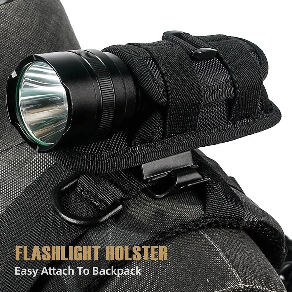 

Flashlight Pouch Holster, Rotatable Holder Belt Clip Carry Reel Carabiner with Clip Torch Degree Case 360 L2I5