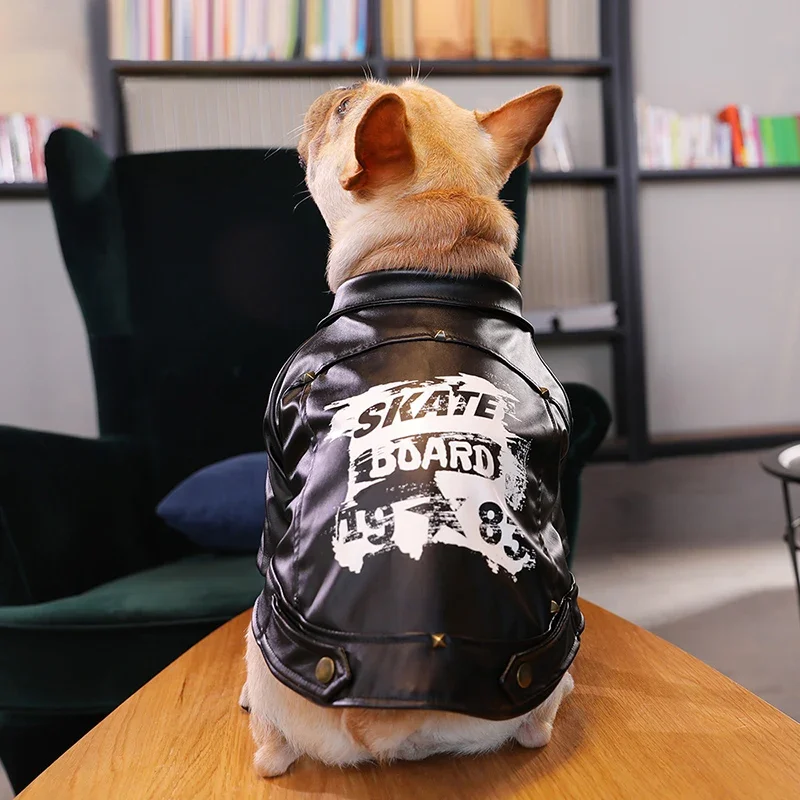 Dog Locomotive Jacket Small Medium Dog Pet Luxury Leather Hip Hop Cool Jacket Coats PU Rivet Chihuahua Puppy Cat Vest Clothes