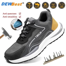 Mens Lightweight Breathable Safety Shoes Wear-resistant Steel Toe Puncture Protection Anti-slip Shoes Work Boots Casual Sneakers