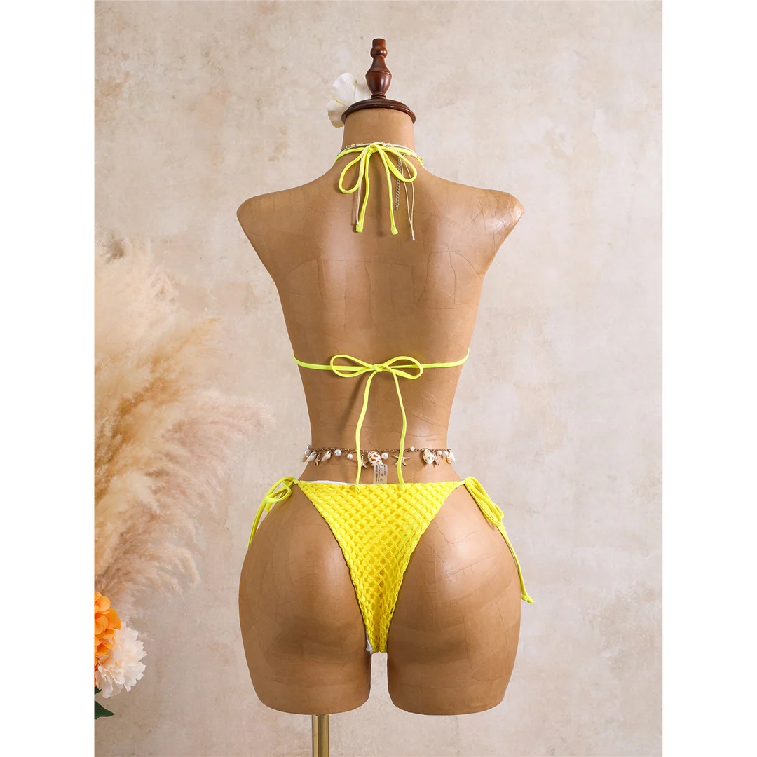 Mit Rock 3D-Blumen-Halter-Bikini Damen-Badebekleidung, dreiteiliges Bikini-Set, gepolsterter Badeanzug, Badebekleidung, Schwimmen V8346 – Detail 16
