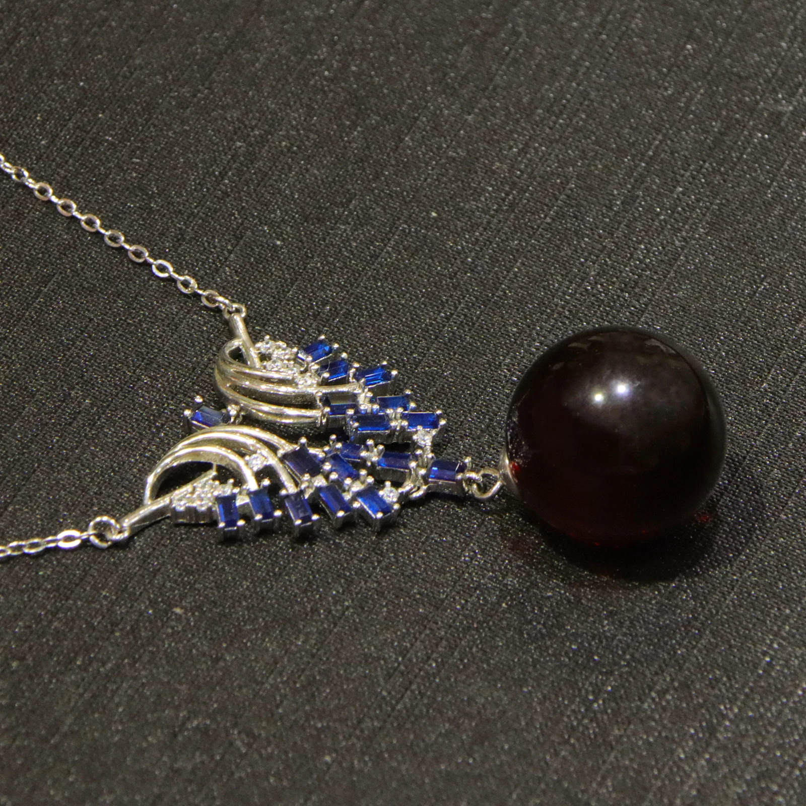 Natural Burmese Violet Amber Pendant 17mm Round Sterling Silver Handmade Jewelry Gift for Women