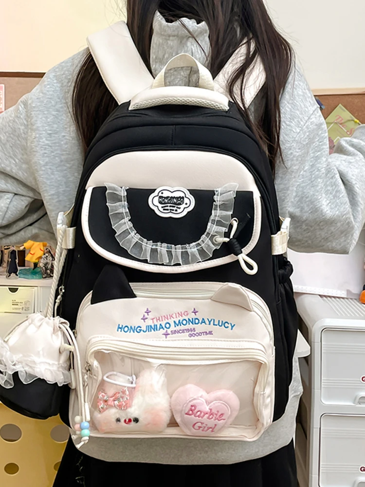 

2025 New Sweet School Bag for Girls High Middle School Students Large Capaci Double oulder Bag Faionable Versatile Nylon