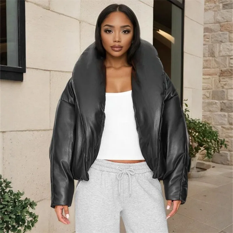 

Модная повседневная хлопковая куртка, женское теплое зимнее пальто, свободный крой в уличном стиле, с длинными рукавами, однотонная, детская одежда