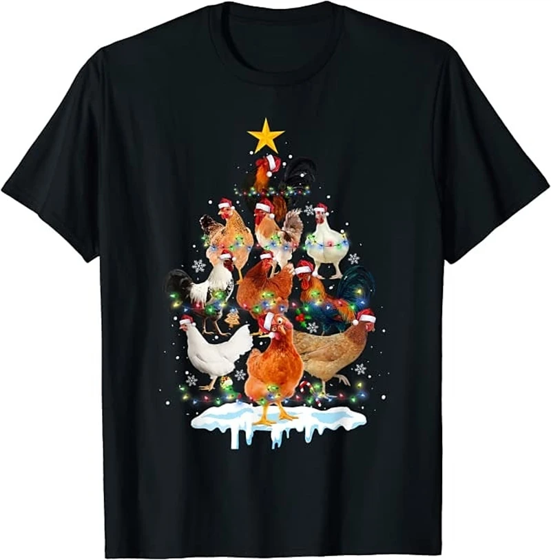 Modne koszulki z wzorem kurczaka dla mężczyzn Letni trend Krótki rękaw Crew Neck 3D Zwierzęta Nadrukowane koszulki Luźne koszulki Streetwear — zdjęcie 6