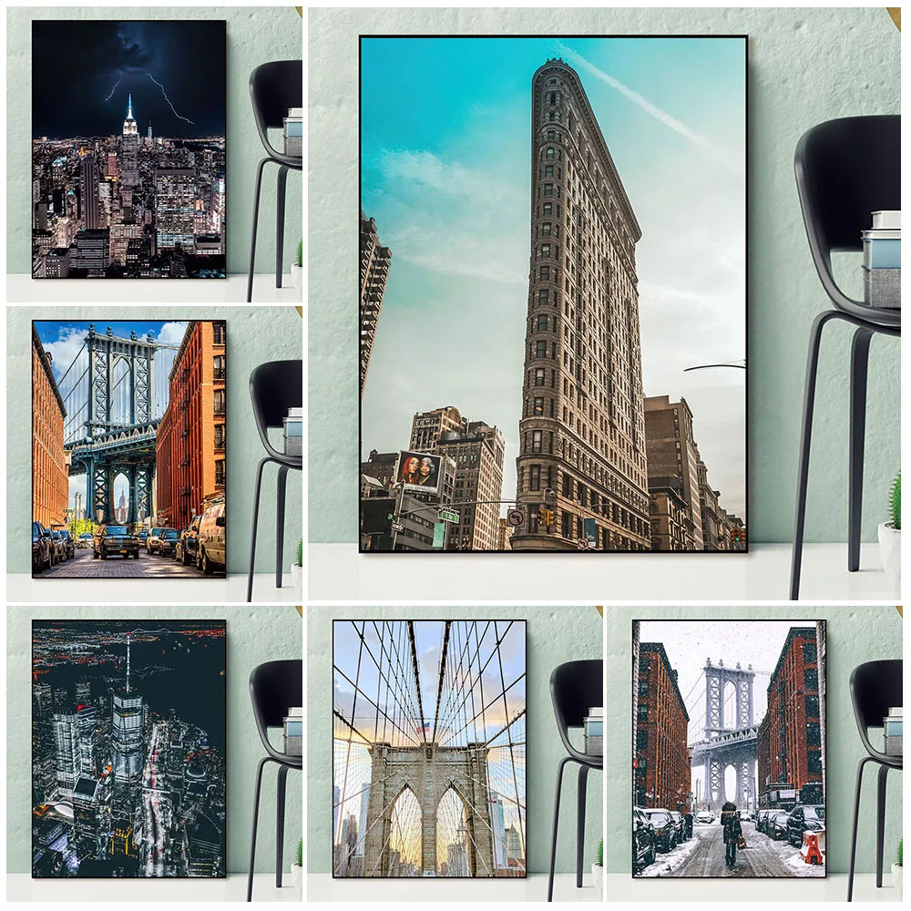 

WTC Station And Flat Iron Building Urban Tourism Landscape Art Poster And Pirnt New York City Travel USA Wall Art Canvas Print