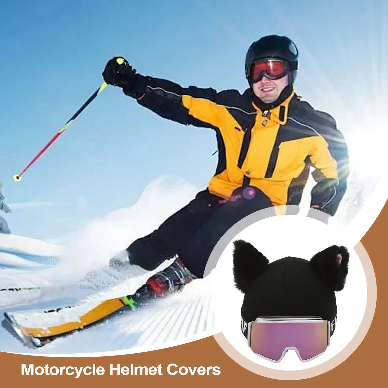 

Headgear Cute Plush Cover Cute Cat Ears Headgear Cover for Ski Winter Sport Headwear Fuzzy Headgear Protector Decorative Cover
