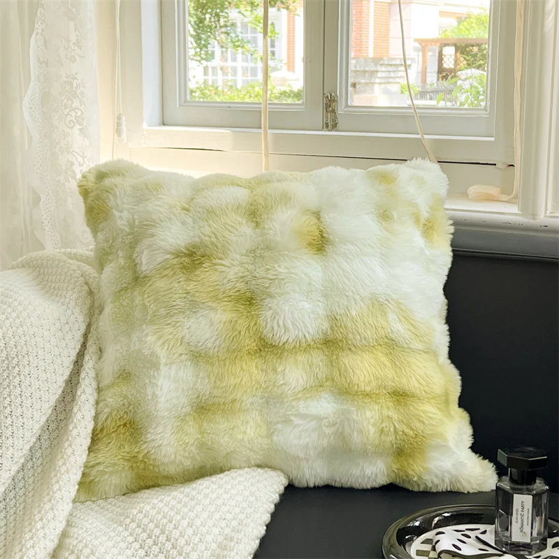 Kissenbezug, dekorative Heimkissen, weiß, rosa, Retro, flauschig, weich, Überwurf-Kissenbezug für Sofa, Couch, Kissenbezug, 50 x 50 Kissenbezüge