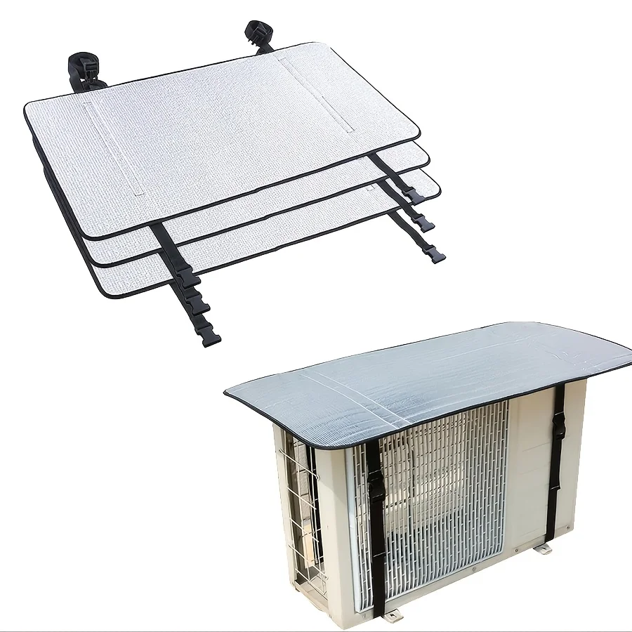 غطاء مكيف الهواء الخارجي - طبقة مزدوجة، تظليل الشمس، موفر للطاقة، 80 × 40 سم، أبيض مع تهوية، سهل التركيب #3