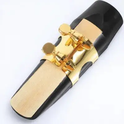 

Saxophone Mouthpiece Ligature Black Golden Plastic Metal Reed Holder Replacement for Alto Saxphone Reed Strength 2.5