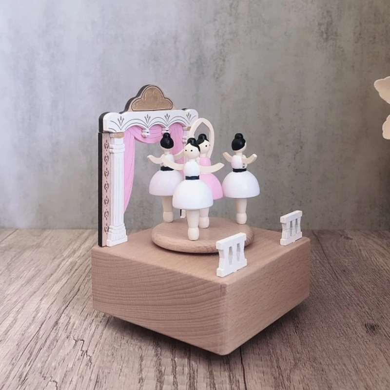 Ballet Girl Wooden Music Box Ornament Birthday Gift Wedding Companion Gift Music Box Student Graduation Gift Creative Music Bell