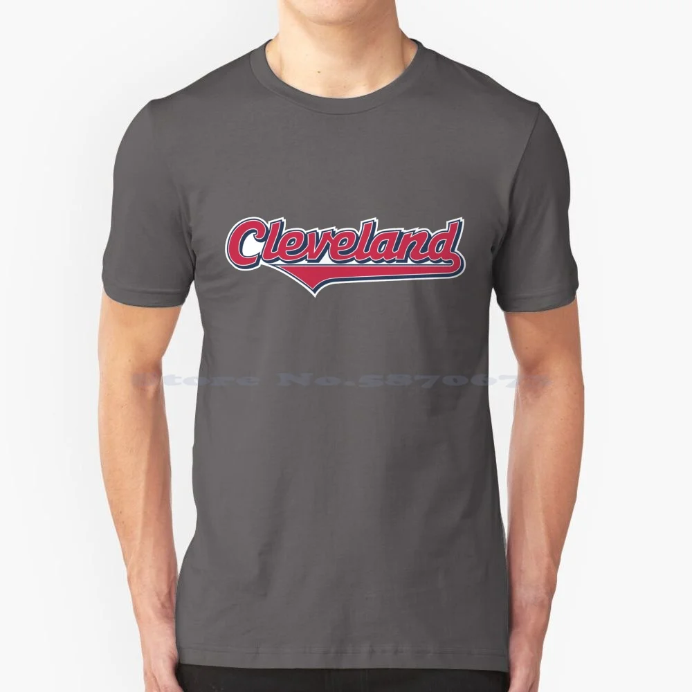 Cleveland Logotype T Shirt 100% Cotton Tee Cleveland Baseball Chief Wahoo The Tribe Progressive Field Cleveland Sports American