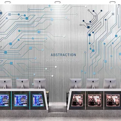 Customized products 3D Industrial style metal circuit board mural Office Internet bar background wall Technology wallpaper 3d