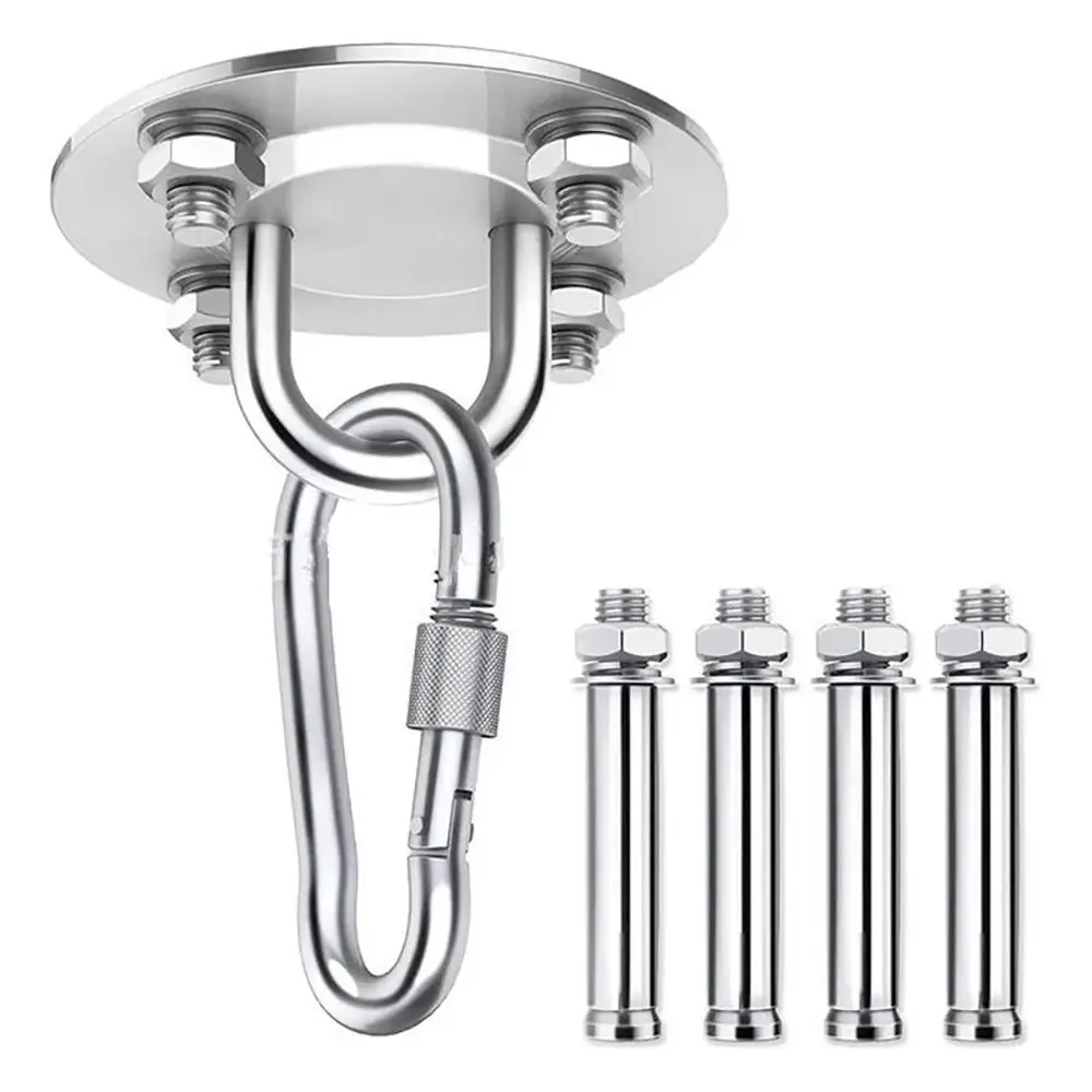 1Set Swing Hooks Yoga Sandbag Swing Gym Accessories Heavy Duty Stainless Steel Wall Mount Anchor Hooks with 4 Screws Hammock