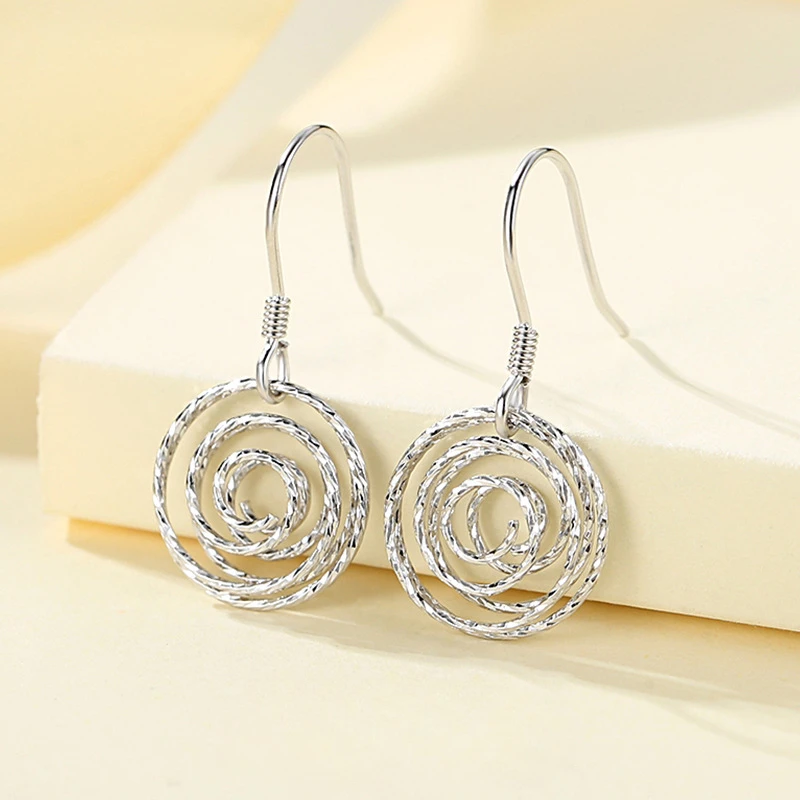 

Round floral thread sterling silver earrings elegant goddess Fan fashionable birthday party gift 2024