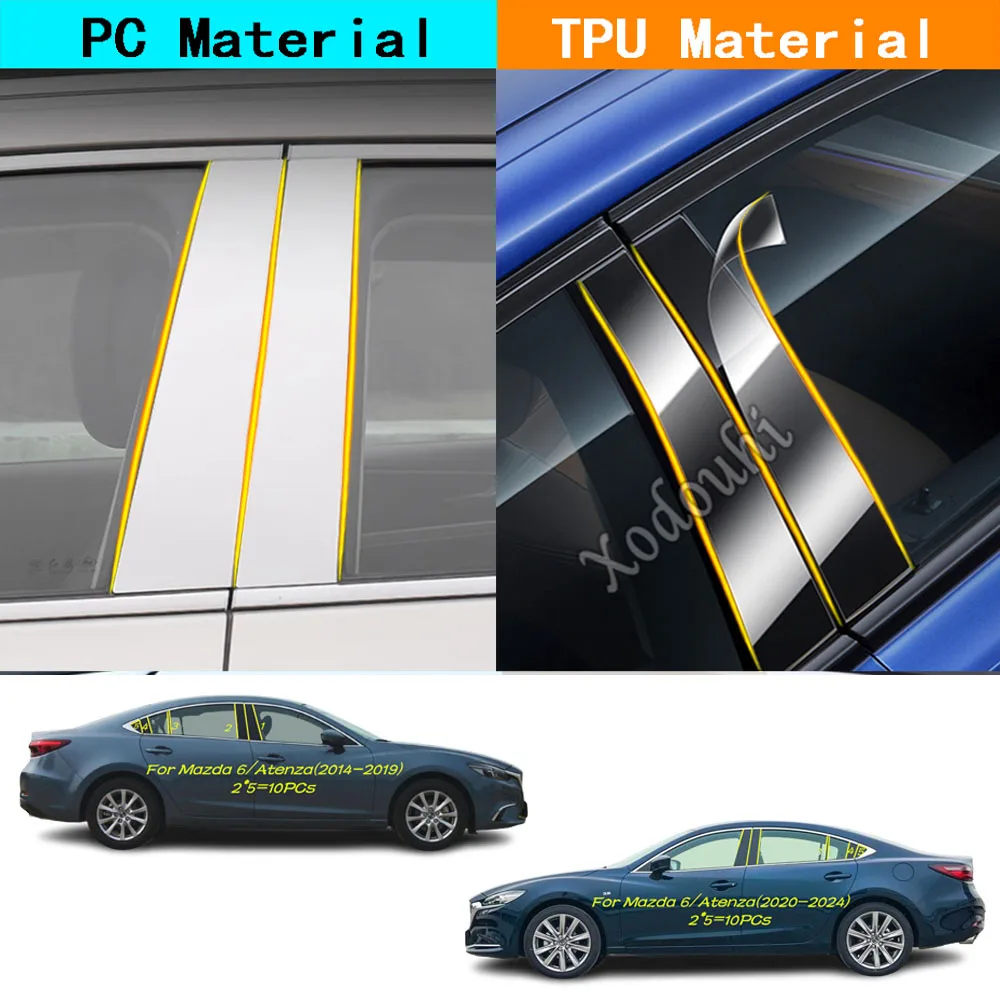 

Car TPU/Glossy Mirror Pillar Post Cover Door Window Stickers For Mazda 6 Mazda6 Atenza 2014 2015 2016 2017 2018 2019 2020-2024