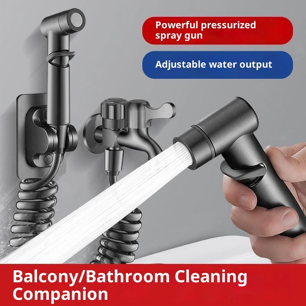 

New Heavy Duty Brass Spray Gun Kit with Dual-Outlet Faucet, 2M Flexible Hose & Adjustable Holder, for Bathroom/Laundry/Garden