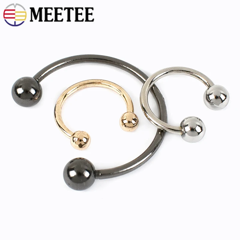 

5Pcs Meetee 15-60mm Metal U-shaped Rings Buckle Clothes Collar Double-headed Screw O Ring Clasp Bikini Hook Hardware Accessories