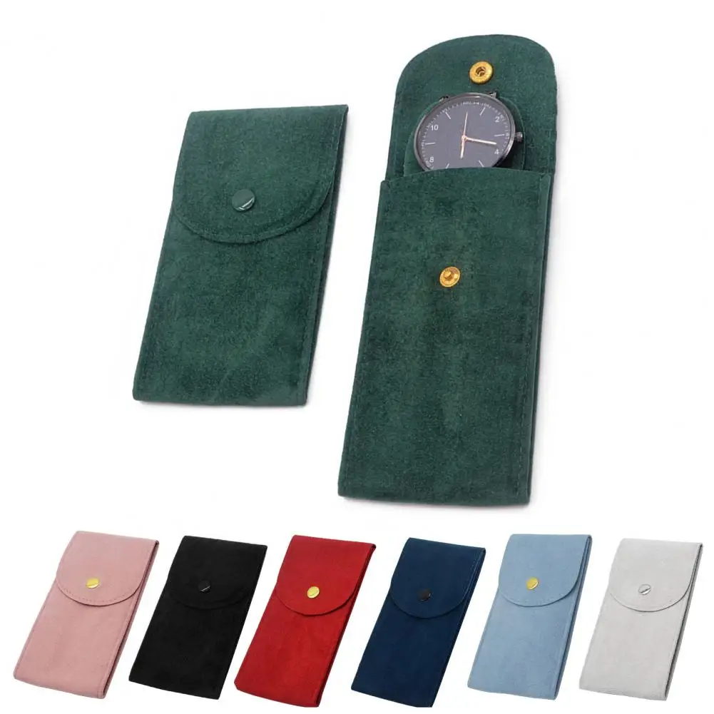 Velvet Snap Watch Bag Anti-scratch Shock-proof Press Button Short Velvet Snap Design Flannel Bag Portable Jewelry Packing Pouch