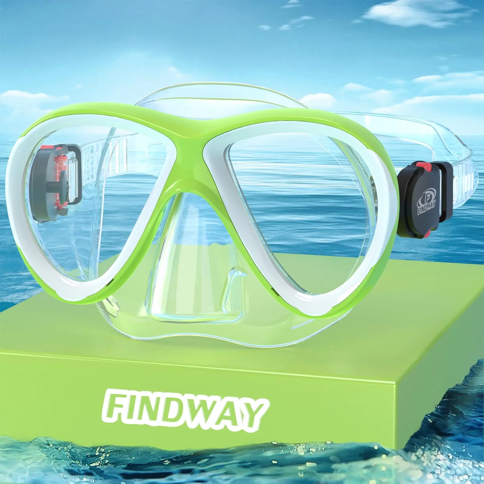 Findway-Gafas de natación a prueba de fugas para niños y niñas, máscara de buceo antiultravioleta con cubierta nasal, vista amplia de 180 °, 4-14