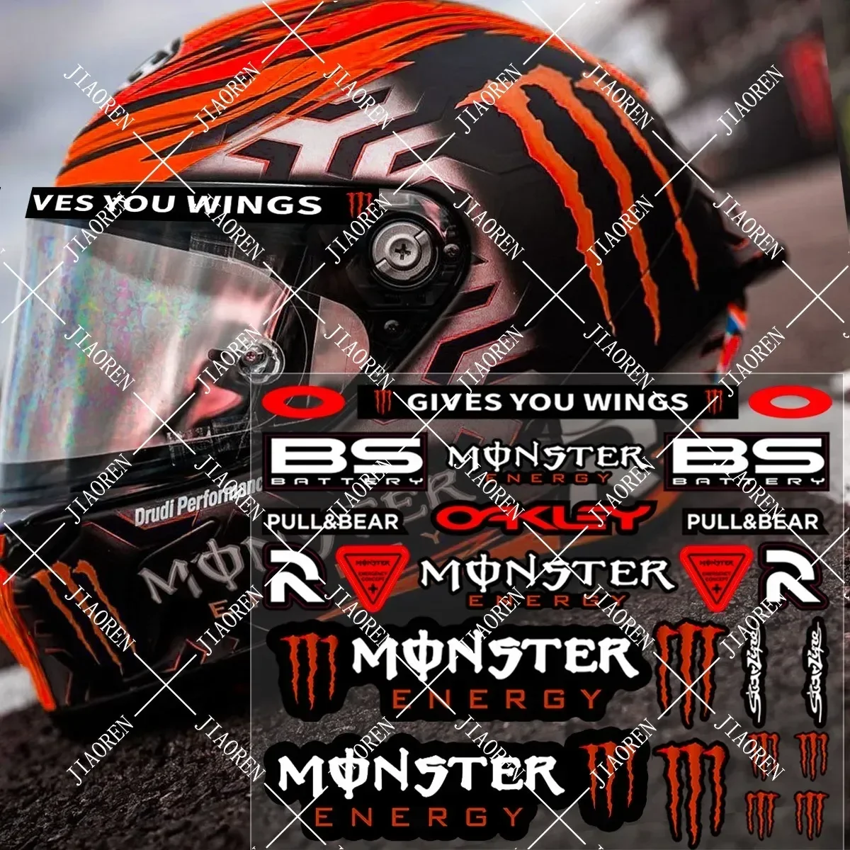 ملصق عاكس لخوذة الطاقة للدراجات النارية لهوندا ياماها سوزوكي KTM BMW KAWASAKI # 1