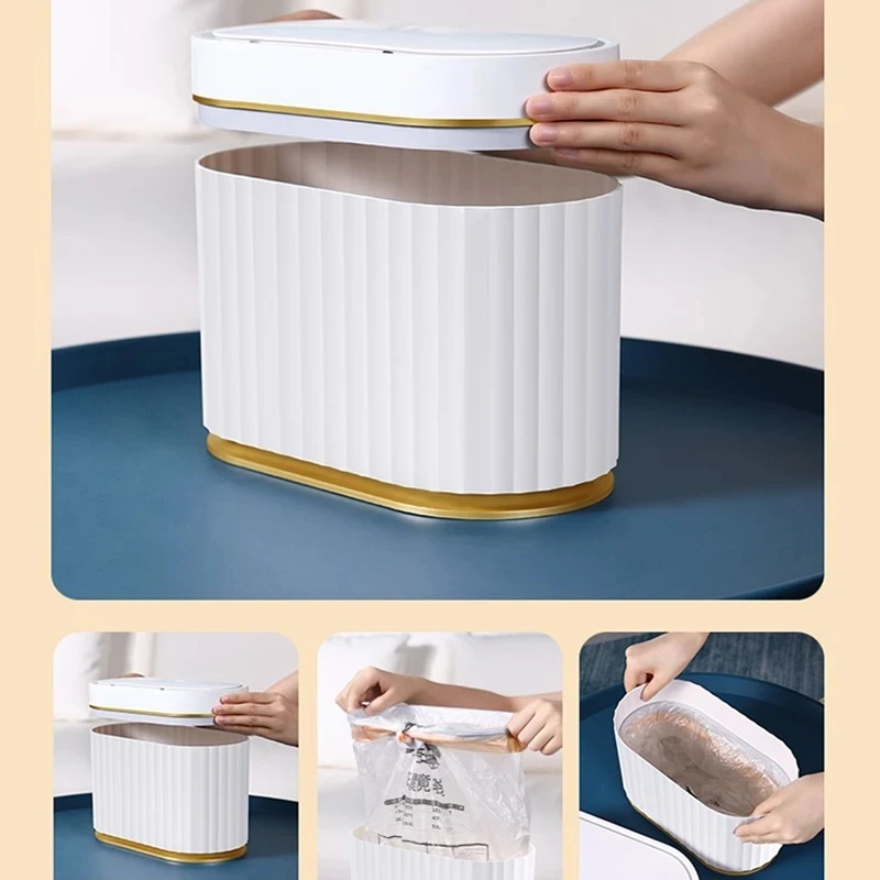 Automatic Sensor Trash Can Desk, Mini Waste Bin, Smart Induction Basket, Waterproof Bathroom Trash Can, Kitchen Wastebin, 4L