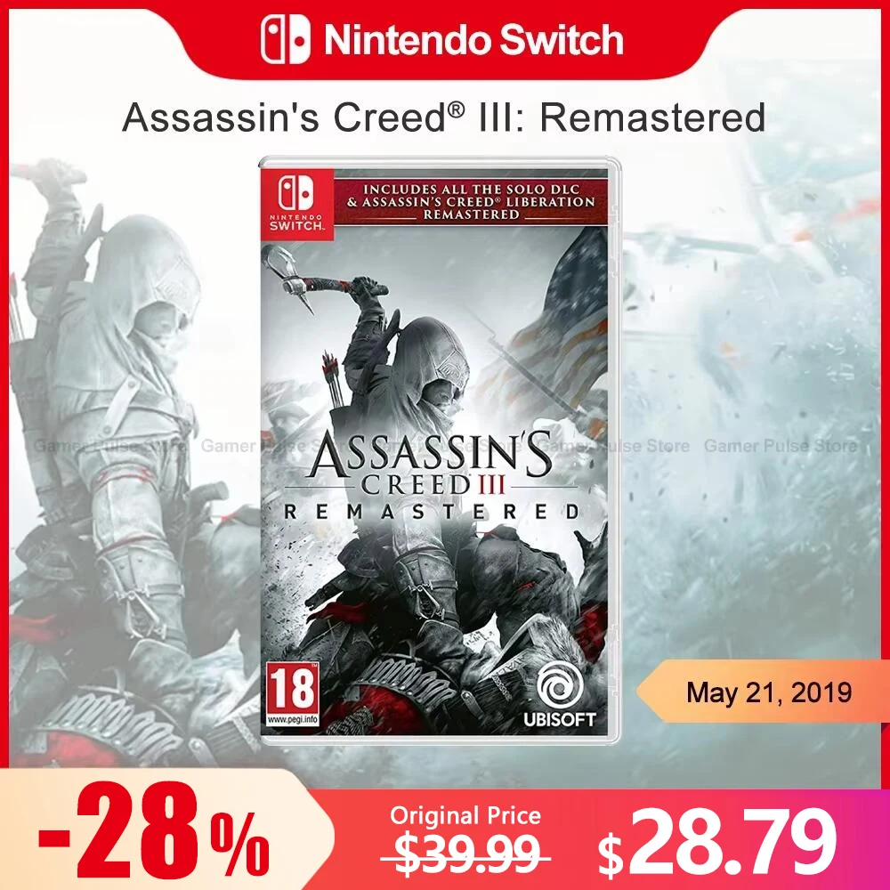 Assassin's Creed III : Remastered Nintendo Switch Game Deals 100% Official Original Physical Game Card for Switch OLED Lite