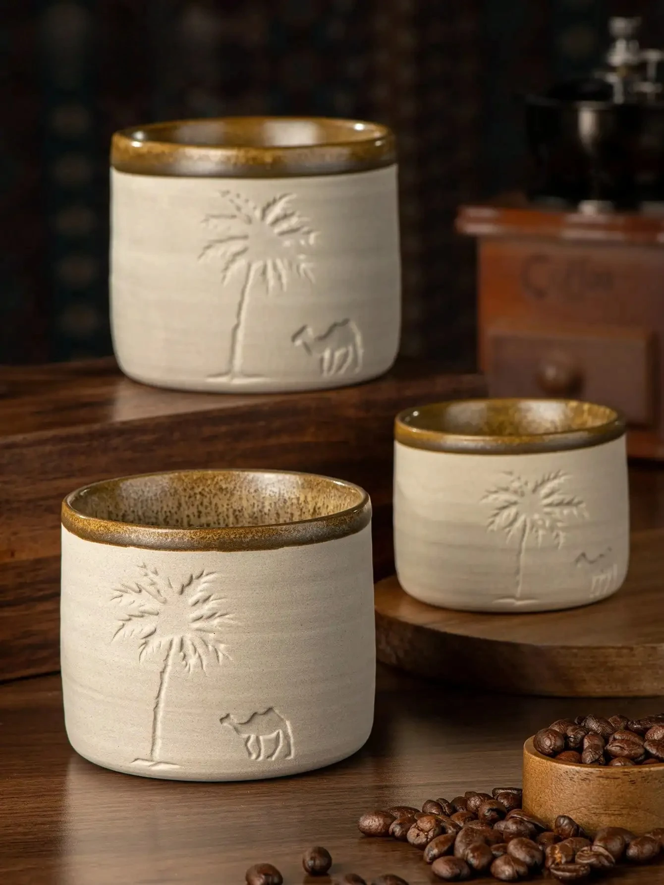 1pc Desert Camel & Palm Tree Ceramic Coffee Mug Coffee Cup - Reusable, Hand-Wash, Gift, Home Decor, Durable Cup for Gatherings