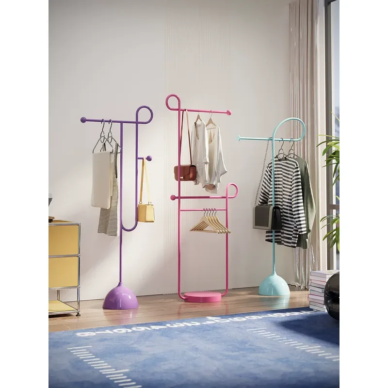 Internet celebrity melody floor coat rack creative living room bedroom hanger dopamine special-shaped wrought iron clothes