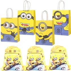 Big Eye Yellow Man Paper Gift Bags Birthday Party Decor Banana Man Drawstring Bag Handle Candy Bag Kid Party Supplies Favor Gift